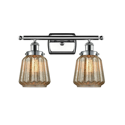 Innovations Chatham 17in 2-Light Bath Vanity Light | Modern Polished Chrome and Mercury Ribbed Glass | Bathroom Vanity | 17 x 12 in | Model 916-2W-PC-G146