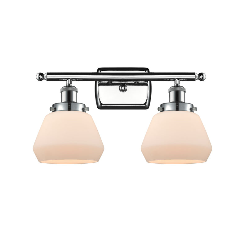 Innovations Fulton 17in 2-Light Bath Vanity Light | Modern Polished Chrome and Matte White Frosted Glass | Bathroom Vanity | Model 916-2W-PC-G171