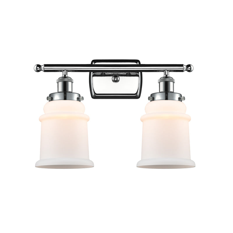 Innovations Canton 16in 2-Light Bath Vanity Light | Modern Transitional Polished Chrome and Matte White Frosted Glass Bell Shade | Model 916-2W-PC-G181