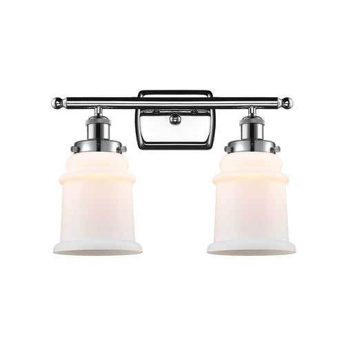 Innovations Canton 16in 2-Light Bath Vanity Light | Modern Transitional Polished Chrome and Matte White Frosted Glass Bell Shade | Model 916-2W-PC-G181