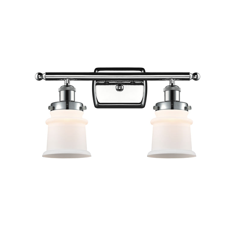 Innovations Canton 15.25in 2-Light Bath Vanity Light | Modern Transitional Polished Chrome and Matte White Frosted Glass Small | Model 916-2W-PC-G181S