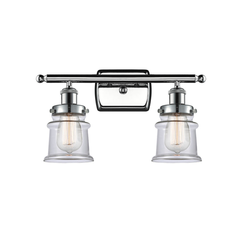 Innovations Canton 15.25in 2-Light Bath Vanity Light | Modern Transitional Polished Chrome and Clear Glass Schoolhouse Shade | Model 916-2W-PC-G182S