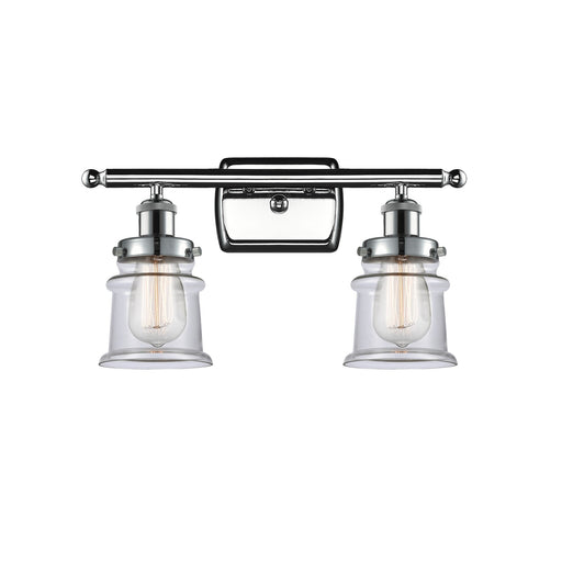 Innovations Canton 15.25in 2-Light Bath Vanity Light | Modern Transitional Polished Chrome and Clear Glass Schoolhouse Shade | Model 916-2W-PC-G182S