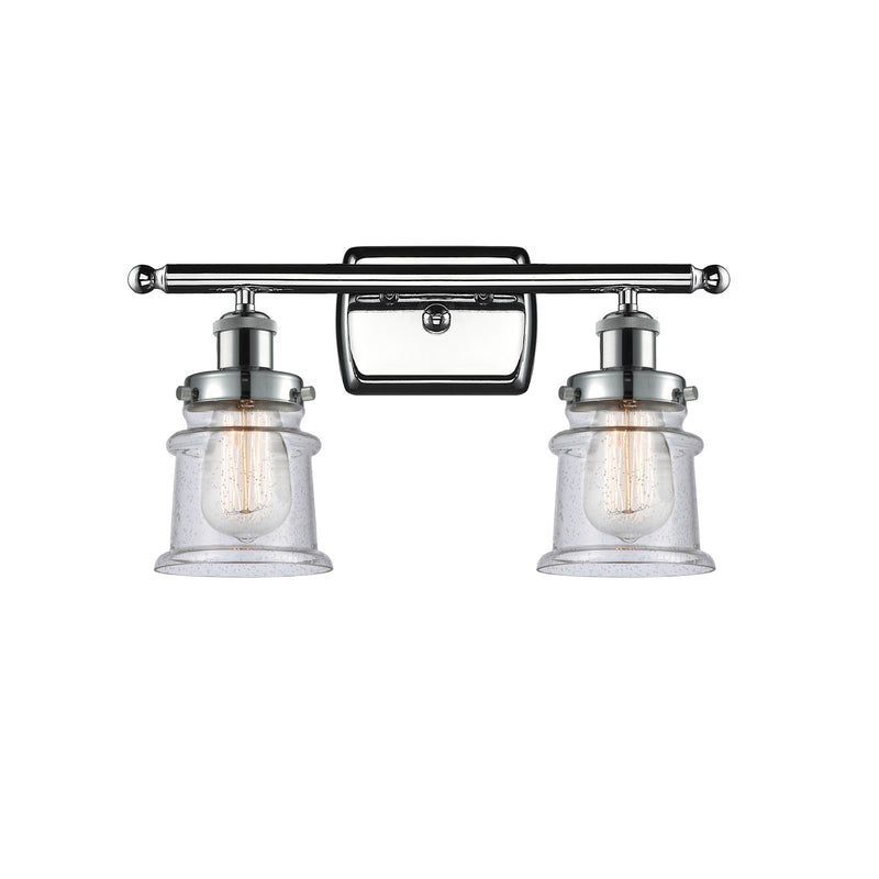 Innovations Canton 15.25in 2-Light Bath Vanity Light | Modern Transitional Polished Chrome and Seedy Glass Schoolhouse Shade | Model 916-2W-PC-G184S