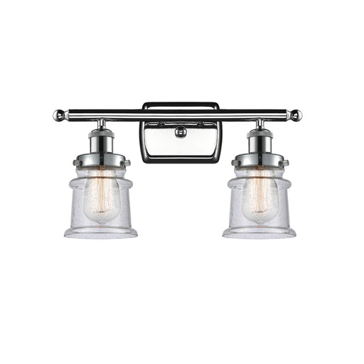 Innovations Canton 15.25in 2-Light Bath Vanity Light | Modern Transitional Polished Chrome and Seedy Glass Schoolhouse Shade | Model 916-2W-PC-G184S
