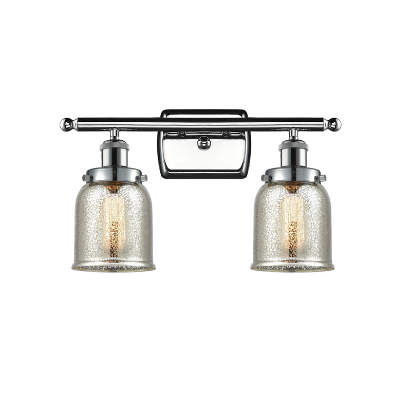 Innovations Bell 16in 2-Light Bath Vanity Light with LED | Industrial Polished Chrome and Silver Plated Mercury Glass | Damp | Model 916-2W-PC-G58-LED