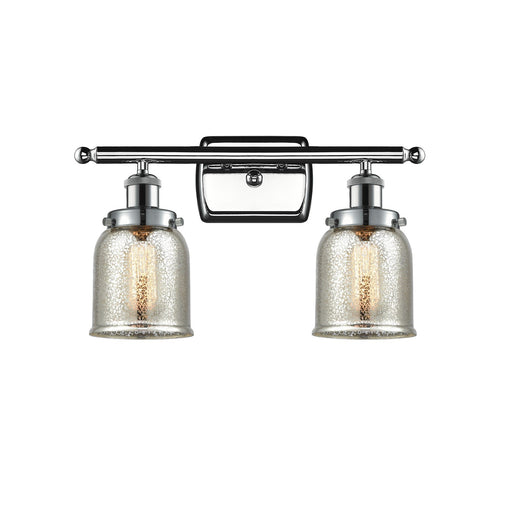 Innovations Bell 16in 2-Light Bath Vanity Light with LED | Industrial Polished Chrome and Silver Plated Mercury Glass | Damp | Model 916-2W-PC-G58-LED