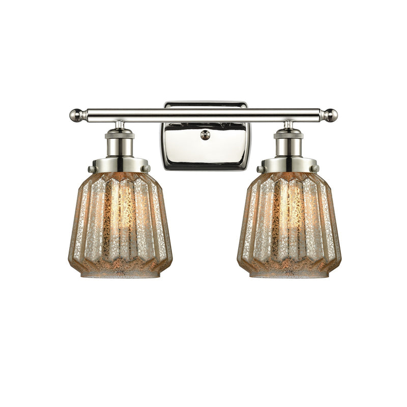 Innovations Chatham 17in 2-Light Bath Vanity Light | Polished Nickel Steel and Mercury Ribbed Glass | Bathroom Vanity | 17 x 12 in | Model 916-2W-PN-G146