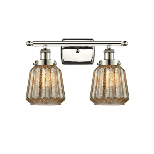 Innovations Chatham 17in 2-Light Bath Vanity Light | Polished Nickel Steel and Mercury Ribbed Glass | Bathroom Vanity | 17 x 12 in | Model 916-2W-PN-G146