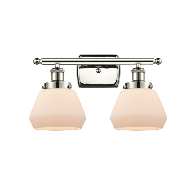 Innovations Fulton 17in 2-Light Bath Vanity Light | Polished Nickel Steel and Matte White Frosted Glass | Bathroom Vanity | Model 916-2W-PN-G171