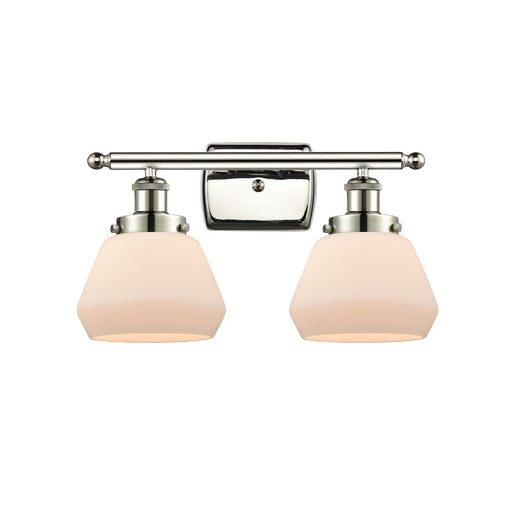 Innovations Fulton 17in 2-Light Bath Vanity Light | Polished Nickel Steel and Matte White Frosted Glass | Bathroom Vanity | Model 916-2W-PN-G171
