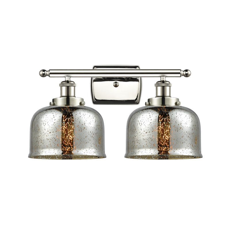 Innovations Bell 18in 2-Light Bath Vanity Light | Industrial Polished Nickel and Silver Plated Mercury Glass | Bathroom Vanity | Model 916-2W-PN-G78