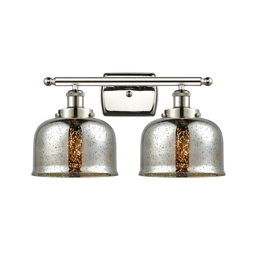 Innovations Bell 18in 2-Light Bath Vanity Light | Industrial Polished Nickel and Silver Plated Mercury Glass | Bathroom Vanity | Model 916-2W-PN-G78-LED