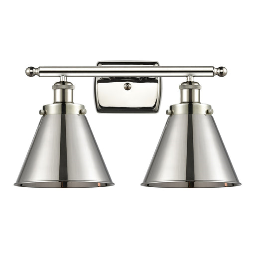 Innovations Appalachian 16in 2-Light Bath Vanity Light | Industrial Farmhouse Polished Nickel and Metal Shade | Bathroom Vanity | Model 916-2W-PN-M13-PN
