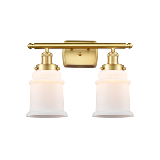 Innovations Canton 16in 2-Light Bath Vanity Light | Modern Transitional Satin Gold Steel and Matte White Frosted Glass Bell Shade | Model 916-2W-SG-G181