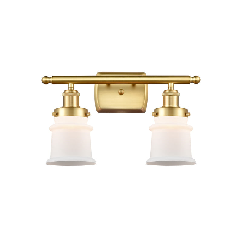 Innovations Canton 15.25in 2-Light Bath Vanity Light | Modern Transitional Satin Gold Steel and Matte White Frosted Glass Small | Model 916-2W-SG-G181S