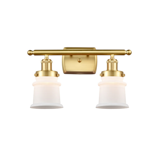 Innovations Canton 15.25in 2-Light Bath Vanity Light | Modern Transitional Satin Gold Steel and Matte White Frosted Glass Small | Model 916-2W-SG-G181S