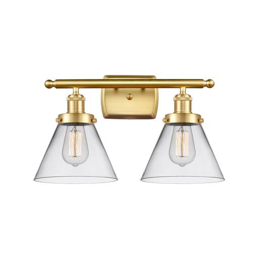 Innovations Cone 18in 2-Light Bath Vanity Light | Industrial Satin Gold Steel and Clear Glass | Bathroom Vanity | 18 x 10.12 in | Model 916-2W-SG-G42
