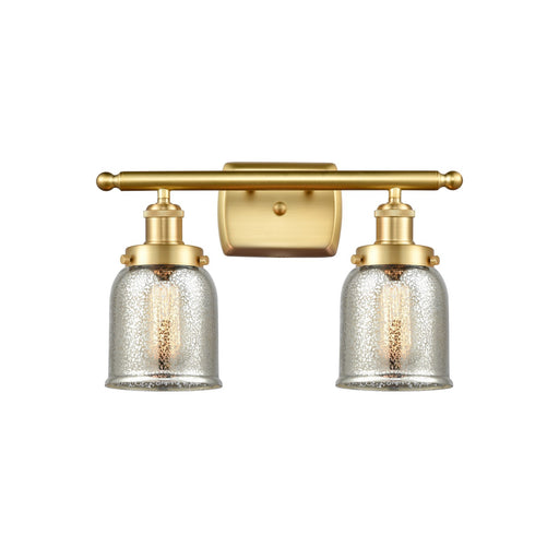 Innovations Bell 16in 2-Light Bath Vanity Light | Industrial Satin Gold Steel and Silver Plated Mercury Glass | Bathroom Vanity & | Model 916-2W-SG-G58