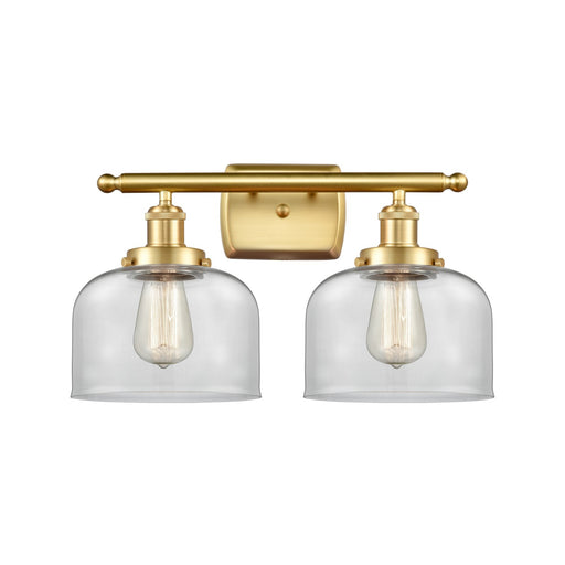 Innovations Bell 18in 2-Light Bath Vanity Light | Industrial Satin Gold Steel and Clear Glass | Bathroom Vanity | 18 x 11 in | Model 916-2W-SG-G72