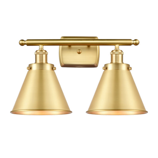 Innovations Appalachian 16in 2-Light Bath Vanity Light | Industrial Farmhouse Satin Gold Steel and Cast Brass with Satin Gold | Model 916-2W-SG-M13-SG