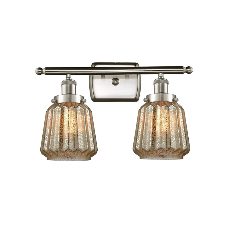 Innovations Chatham 17in 2-Light Bath Vanity Light | Modern Transitional Brushed Satin Nickel Steel and Cast Brass with Mercury | Model 916-2W-SN-G146