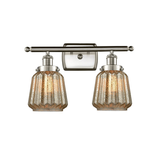 Innovations Chatham 17in 2-Light Bath Vanity Light | Modern Transitional Brushed Satin Nickel Steel and Cast Brass with Mercury | Model 916-2W-SN-G146