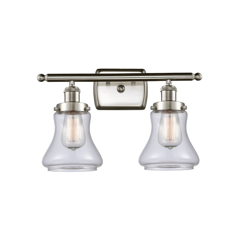 Innovations Bellmont 16in 2-Light Bath Vanity Light | Brushed Satin Nickel and Clear Glass | Bathroom Vanity | Model 916-2W-SN-G192