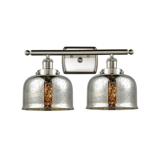Innovations Bell 18in 2-Light Bath Vanity Light | Industrial Brushed Satin Nickel and Silver Plated Mercury Glass | Bathroom | Model 916-2W-SN-G78-LED