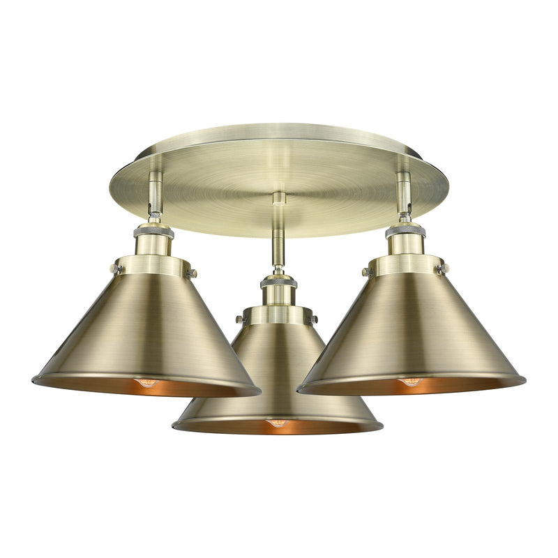 Innovations Ballston Urban 20in 3-Light Semi-Flush Mount | Industrial Antique Brass Steel and Cast Brass with Antique Brass Metal | Model 916-3C-AB-M10-AB