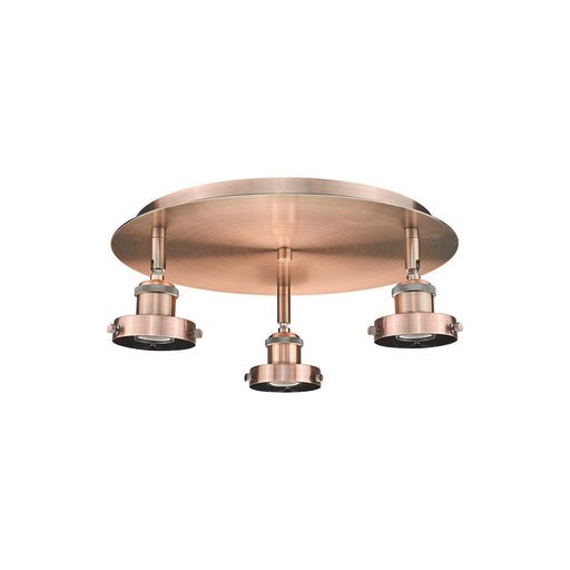 Innovations Ballston Urban 15in 3-Light Semi-Flush Mount | Industrial Antique Copper Steel and Cast Brass | Damp Location Kitchen & | Model 916-3C-AC