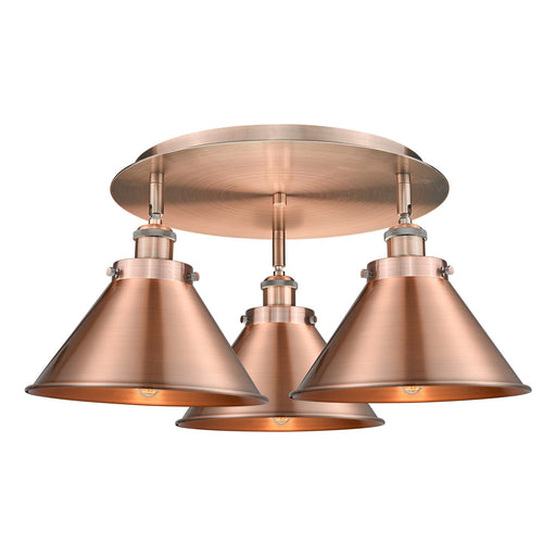 Innovations Ballston Urban 20in 3-Light Semi-Flush Mount | Industrial Antique Copper Steel and Metal Shade | Kitchen & Hallway | Model 916-3C-AC-M10-AC