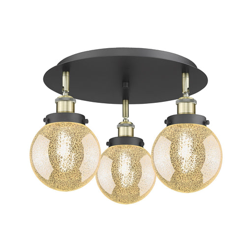 Innovations Beacon 18in 3-Light Semi-Flush Mount | Industrial Black Antique Brass and Mercury Glass | Kitchen & Dining Room | Model 916-3C-BAB-G208-6