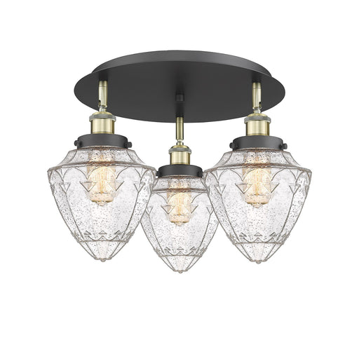 Innovations Bullet 19in 3-Light Semi-Flush Mount | Industrial Black Antique Brass and Seedy Glass | Kitchen & Dining Room | Model 916-3C-BAB-G664-7