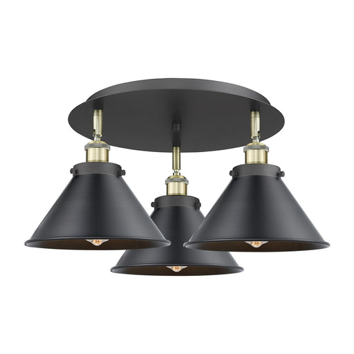 Innovations Ballston Urban 20in 3-Light Semi-Flush Mount | Industrial Black Antique Brass and Matte Black Metal Shade | Damp | Model 916-3C-BAB-M10-BK