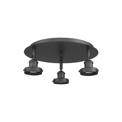 Innovations Ballston Urban 15in 3-Light Semi-Flush Mount | Industrial Matte Black Steel and Cast Brass | Kitchen & Hallway | Model 916-3C-BK