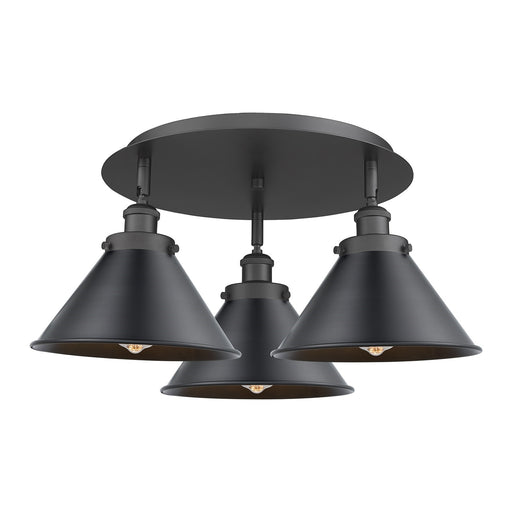 Innovations Ballston Urban 20in 3-Light Semi-Flush Mount | Industrial Matte Black Steel and Cast Brass with Matte Black Metal | Model 916-3C-BK-M10-BK