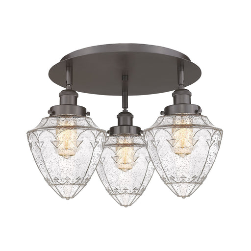 Innovations Bullet 19in 3-Light Semi-Flush Mount | Industrial Oil Rubbed Bronze and Seedy Glass | Entryway & Hallway | 19 x 13 in | Model 916-3C-OB-G664-7