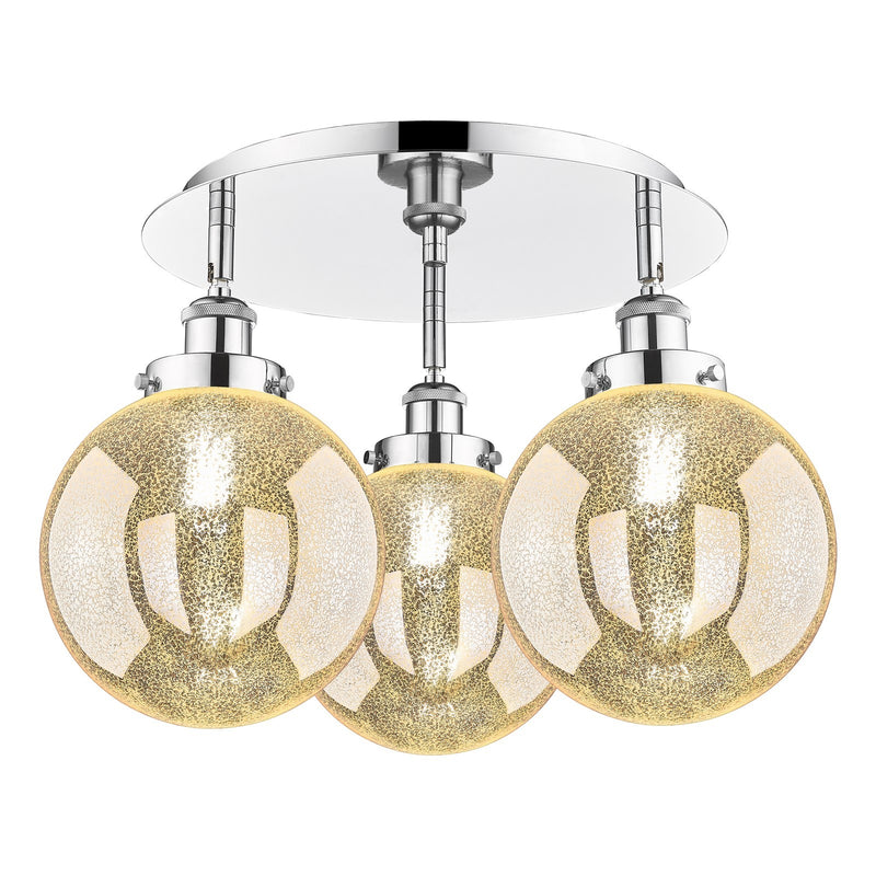 Innovations Beacon 20in 3-Light Semi-Flush Mount | Industrial Polished Chrome and Mercury Glass | Kitchen & Hallway Damp Rated | Model 916-3C-PC-G208-8