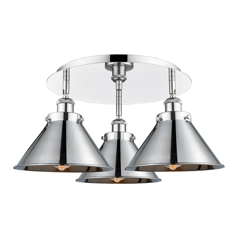 Innovations Ballston Urban 20in 3-Light Semi-Flush Mount | Industrial Polished Chrome Steel and Cast Brass with Polished Chrome | Model 916-3C-PC-M10-PC