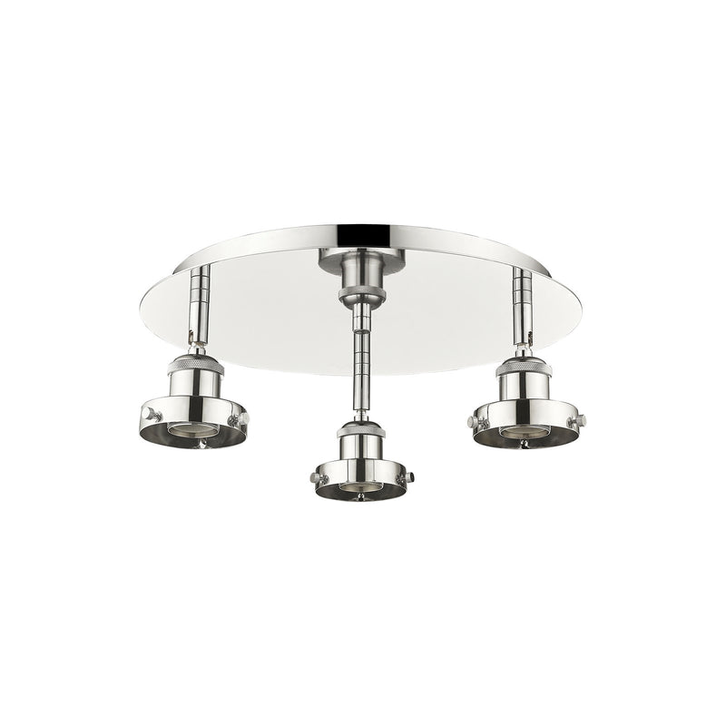 Innovations Ballston Urban 15in 3-Light Semi-Flush Mount | Industrial Polished Nickel Steel and Cast Brass | Damp-Rated Entryway & | Model 916-3C-PN