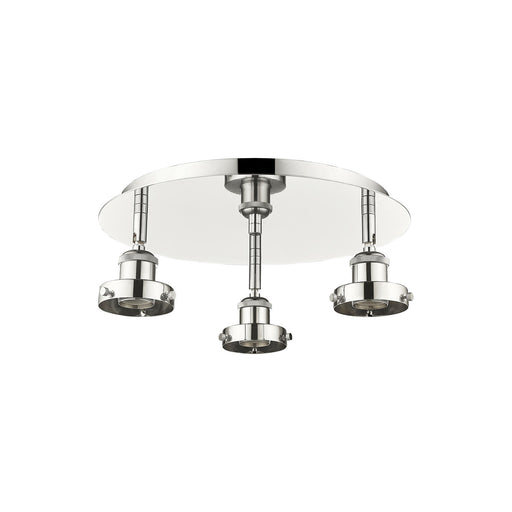Innovations Ballston Urban 15in 3-Light Semi-Flush Mount | Industrial Polished Nickel Steel and Cast Brass | Damp-Rated Entryway & | Model 916-3C-PN