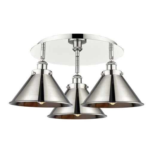 Innovations Ballston Urban 20in 3-Light Semi-Flush Mount | Industrial Polished Nickel Metal Shade | Kitchen & Hallway Damp Rated | Model 916-3C-PN-M10-PN
