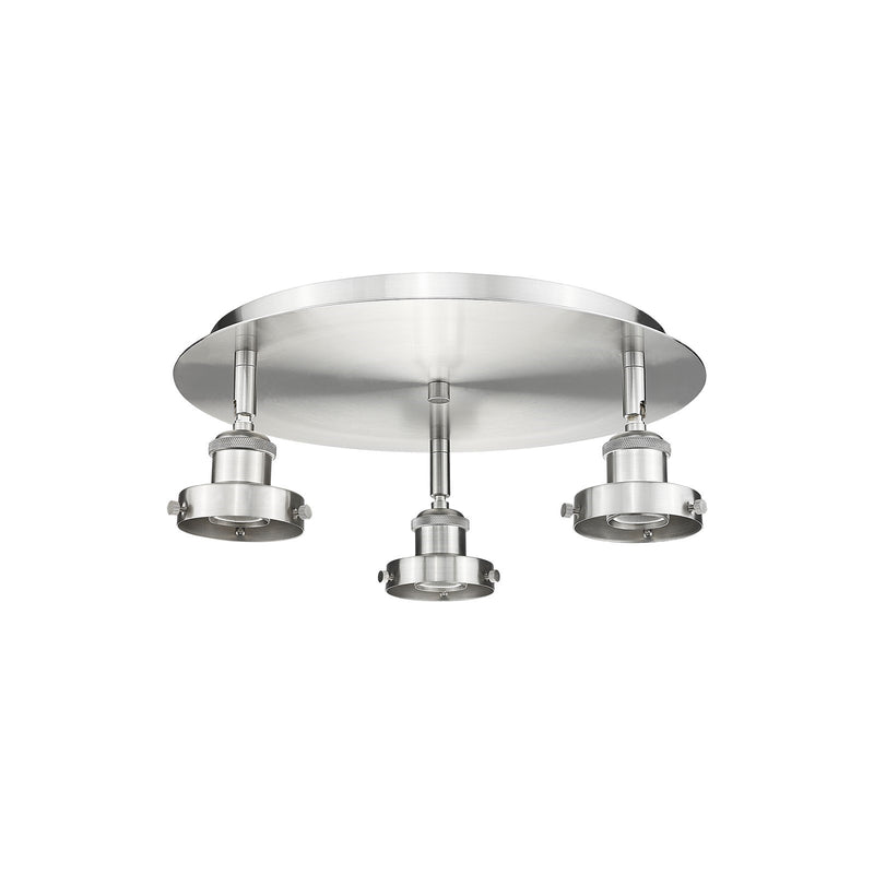 Innovations Ballston Urban 15in 3-Light Semi-Flush Mount | Industrial Satin Nickel Steel | Damp-Rated Entryway & Hallway | 15 x 15 x 5 in | Model 916-3C-SN