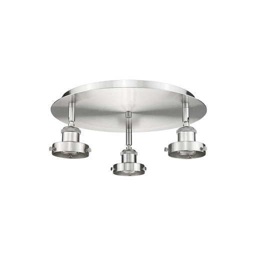 Innovations Ballston Urban 15in 3-Light Semi-Flush Mount | Industrial Satin Nickel Steel | Damp-Rated Entryway & Hallway | 15 x 15 x 5 in | Model 916-3C-SN