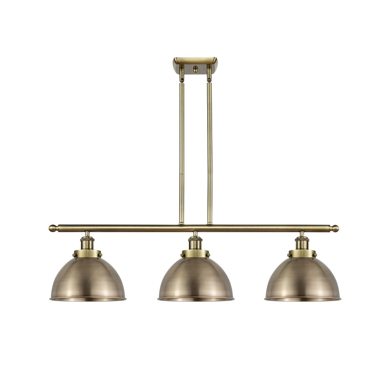 Innovations Derby 36in 3-Light Island Light | Industrial Antique Brass Steel and Antique Brass Metal | Kitchen Island & Dining | Model 916-3I-AB-MFD-10-AB