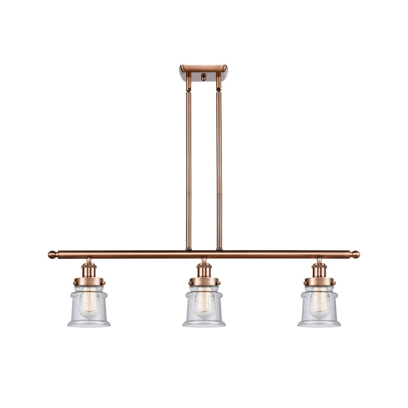 Innovations Canton 36in 3-Light Island Light | Modern Contempo Antique Copper Steel and Seedy Glass | Kitchen Island & Dining Room | Model 916-3I-AC-G184S