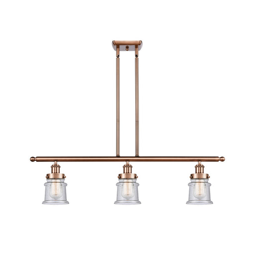 Innovations Canton 36in 3-Light Island Light | Modern Contempo Antique Copper Steel and Seedy Glass | Kitchen Island & Dining Room | Model 916-3I-AC-G184S