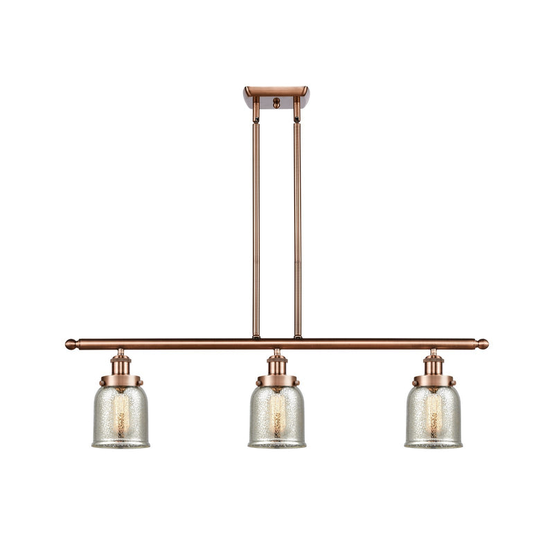 Innovations Bell 36in 3-Light Island Light | Industrial Antique Copper Steel and Silver Plated Mercury Glass | Kitchen Island | Model 916-3I-AC-G58