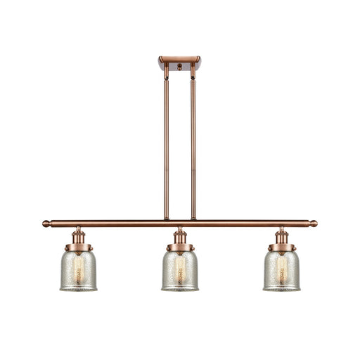 Innovations Bell 36in 3-Light Island Light | Industrial Antique Copper Steel and Silver Plated Mercury Glass | Kitchen Island | Model 916-3I-AC-G58